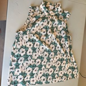 Who What Wear Green Floral Ruffle Blouse